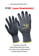 12 Pairs Micro-foam Nitrile Coated Work Gloves, Ideal for General Purpose, Automotive, Construction, Home Improvement (Touchscreen Compatible)