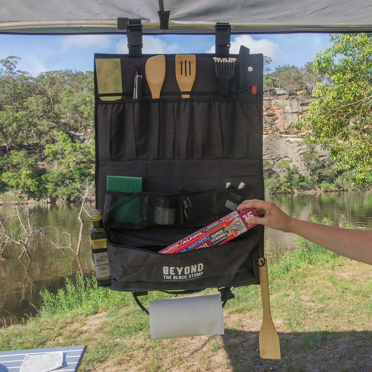 Hanging Camp Kitchen Organiser with Storage Pockets