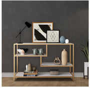 4-Tier Faux-Marble Console Table – Gold