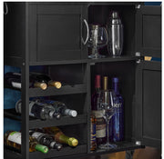 Compact Kitchen Trolley with 3-Bottle Wine Rack