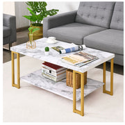 Rectangular Marble-Print Coffee Table