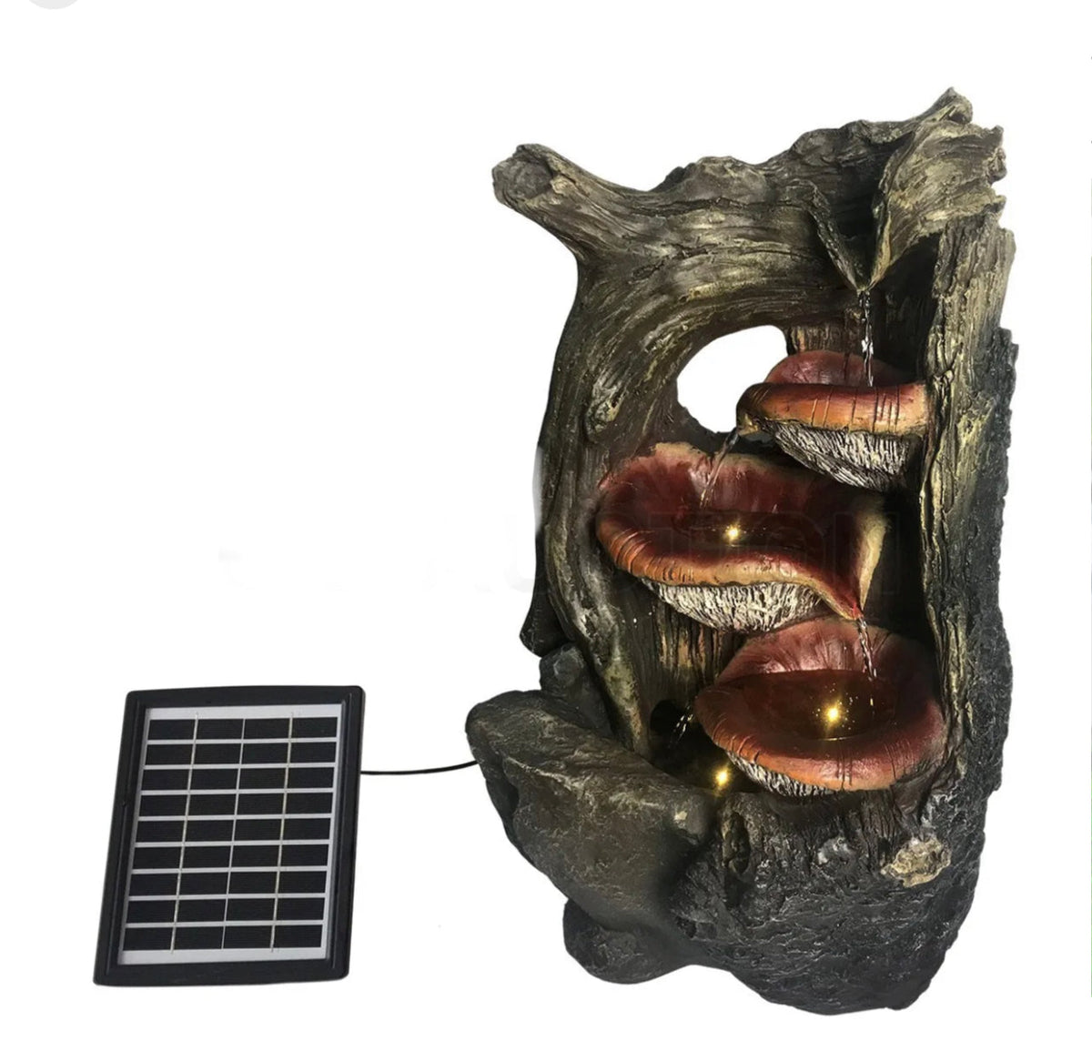 Garden Features Solar Powered Outdoor Water Fountain Bird Bath w/LED Light