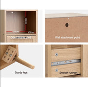 3-Drawer Rattan Storage Cabinet