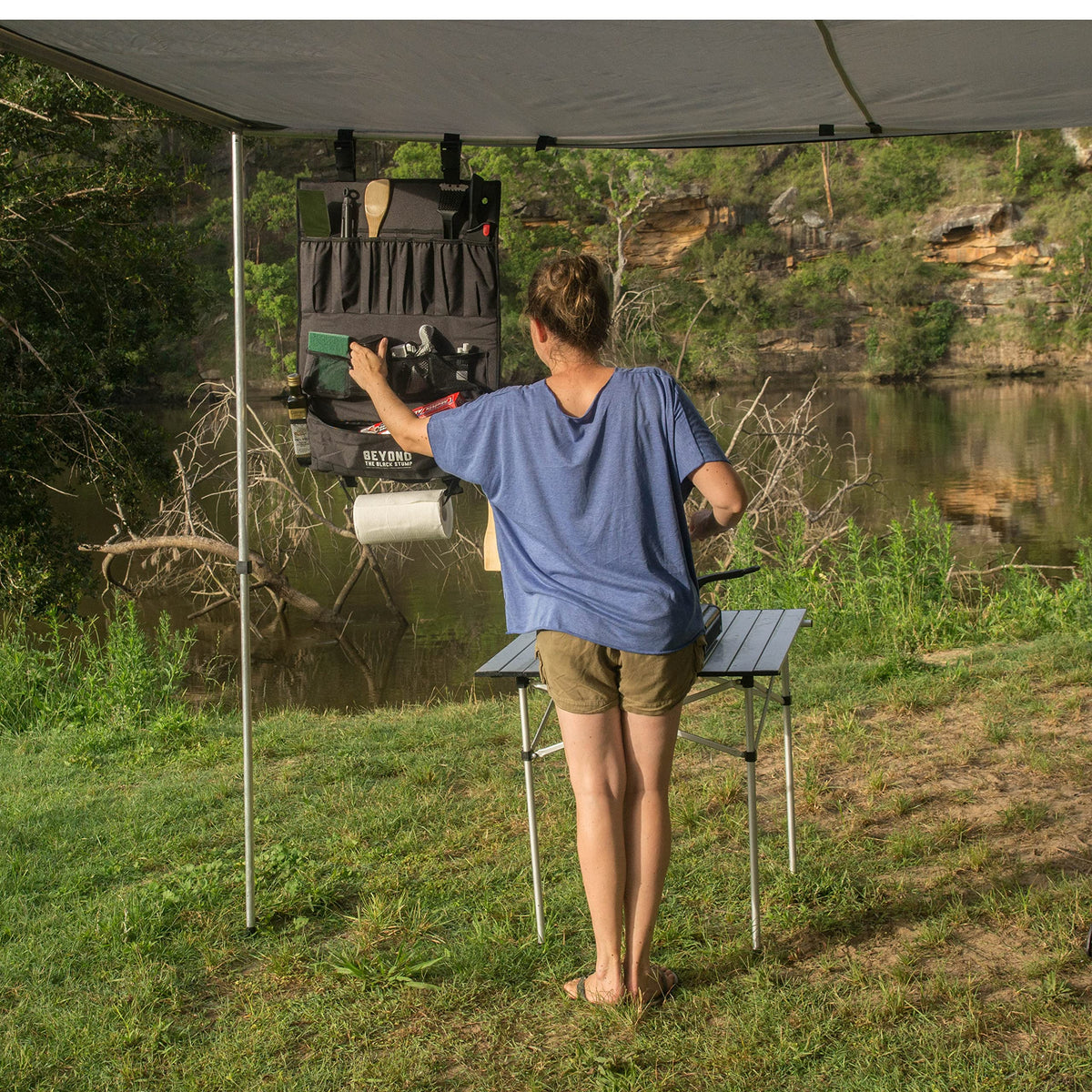 Hanging Camp Kitchen Organiser with Storage Pockets