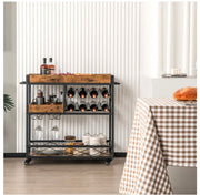 3-Tier Rolling Bar Cart with Removable Serving Tray