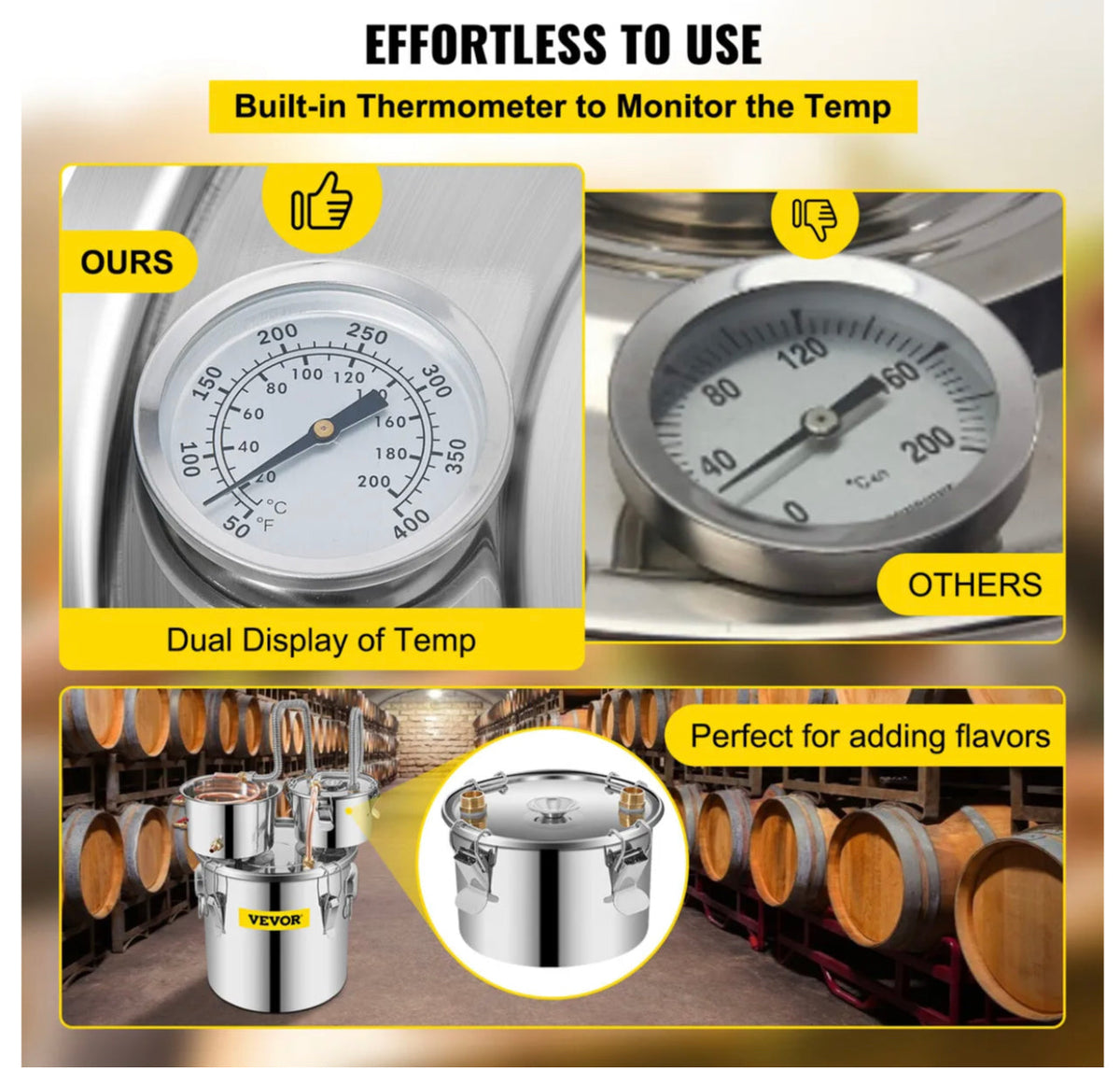 3 Pots 5Gal 19L Alcohol Distiller Copper Alcohol Still Boiler Spirits Brew Kit