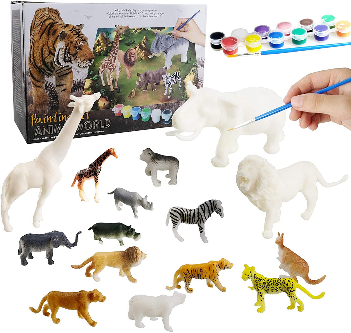 Animals Painting Kits, DIY Animal Crafts and Supplies Set Painting Kit, Giraffe Lion Elephant Modelling, STEM Educational Set Toys for Kids Boys Girls