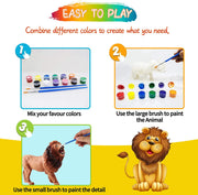 Animals Painting Kits, DIY Animal Crafts and Supplies Set Painting Kit, Giraffe Lion Elephant Modelling, STEM Educational Set Toys for Kids Boys Girls