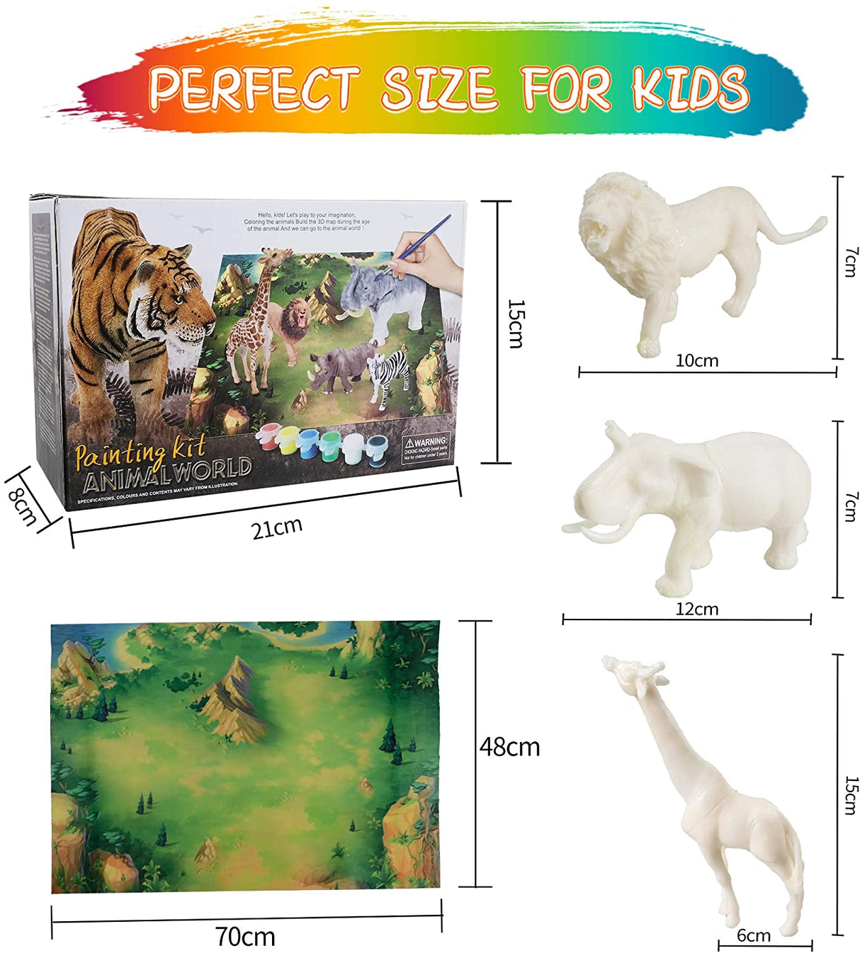 Animals Painting Kits, DIY Animal Crafts and Supplies Set Painting Kit, Giraffe Lion Elephant Modelling, STEM Educational Set Toys for Kids Boys Girls