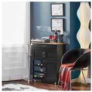 Compact Kitchen Trolley with 3-Bottle Wine Rack