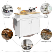 Rolling Kitchen Island with Drawer, Cabinet & Side Racks