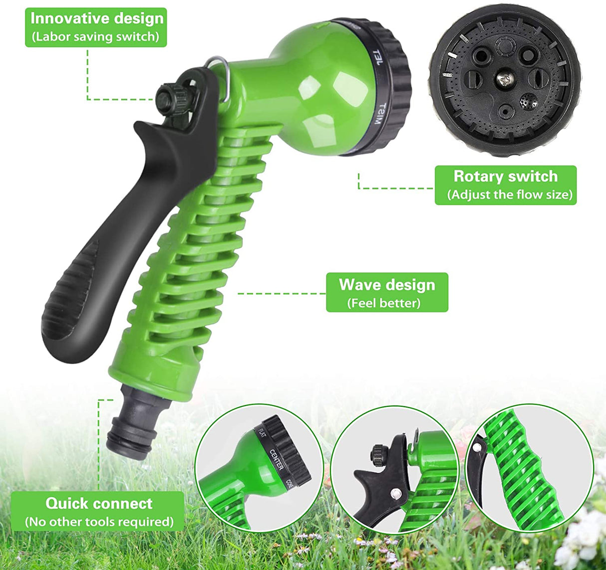 Garden Hose, 75ft Flexible Garden Hose, 22.5m Expandable Garden Hose Pipe Water Hose with 7 Function Spray Gun Hand Shower