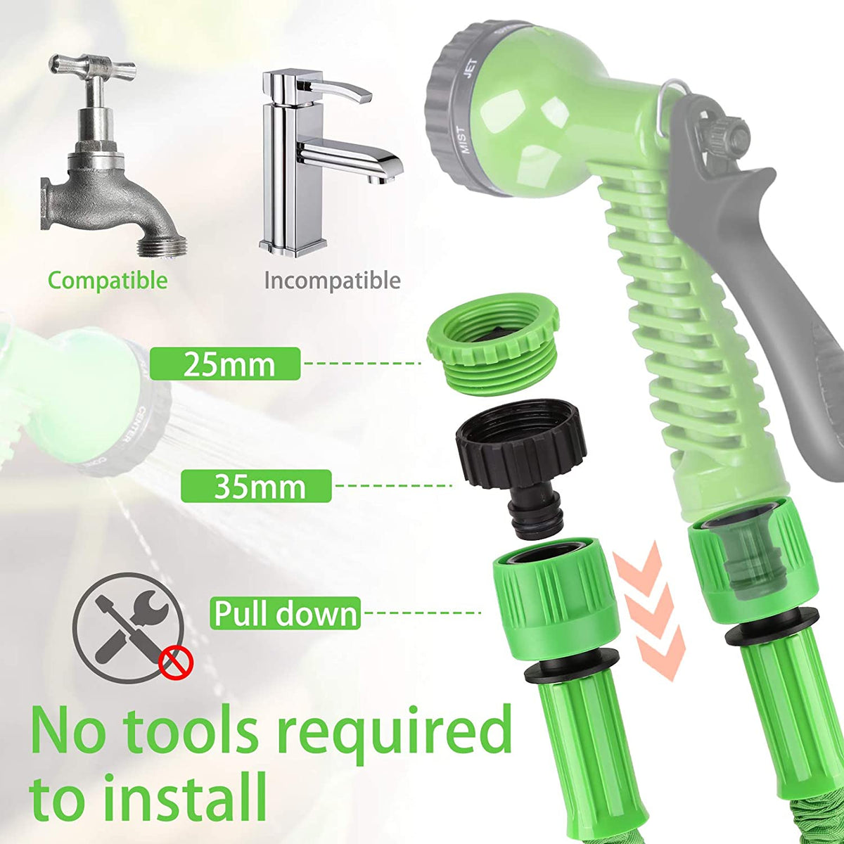 22.5 m Expandable Garden Hose with 7-Function Spray Gun
