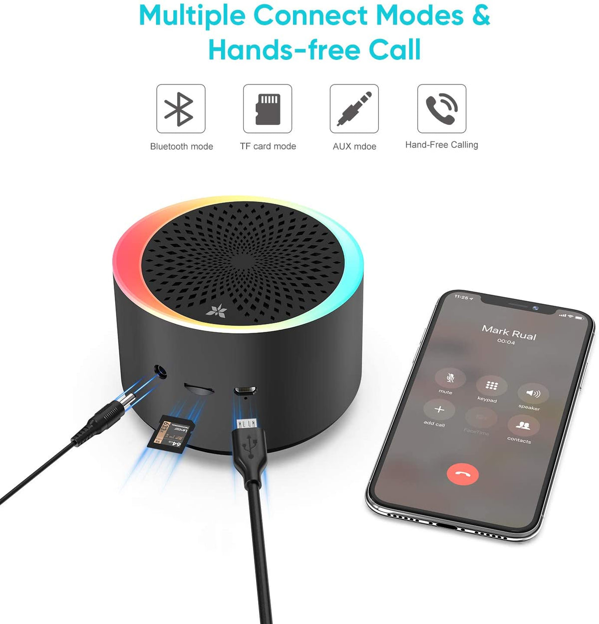 Bluetooth Speaker with Colorful Lights
