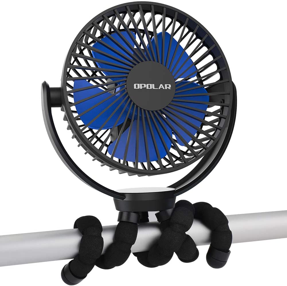 5000mAh Rechargeable Battery Powered Clip Fan with Flexible Tripod, Quieter & Stronger Wind, Personal Portable USB Desk Fan for Golf Cart Stroller Car or Outdoor Camping Tent Beach