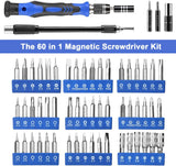 Precision Screwdriver Set, 60 in 1 with 56 Bits Magnetic Screwdriver Kit, Stainless Steel Professional Repair Tools Kit for Phone, Laptop, PC, Camera, Game Console, Glasses, and More –Blue