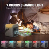 Air Cooler, Personal Water-Cooled Air Conditioner Desktop Water Cooling Fan,with 7 Color Night Ligh, Rechargeable, 3 Wind Speed Adjustable, Humidifier Purifier, Environmental Friendly Air Conditioner, for Summer Home Office Outdoor Camping (Blue)