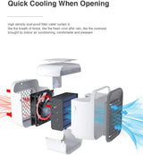 Air Cooler, Personal Water-Cooled Air Conditioner Desktop Water Cooling Fan,with 7 Color Night Ligh, Rechargeable, 3 Wind Speed Adjustable, Humidifier Purifier, Environmental Friendly Air Conditioner, for Summer Home Office Outdoor Camping (Blue)