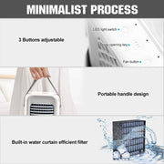 Air Cooler, Personal Water-Cooled Air Conditioner Desktop Water Cooling Fan,with 7 Color Night Ligh, Rechargeable, 3 Wind Speed Adjustable, Humidifier Purifier, Environmental Friendly Air Conditioner, for Summer Home Office Outdoor Camping (Blue)