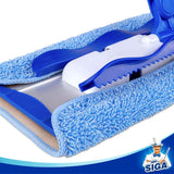 Professional Microfiber Mop, Stainless Steel Handle - Pad Size: 42cm x23cm, 2 Free Microfiber Cloth Refills and 1 Dirt Removal Scrubber included