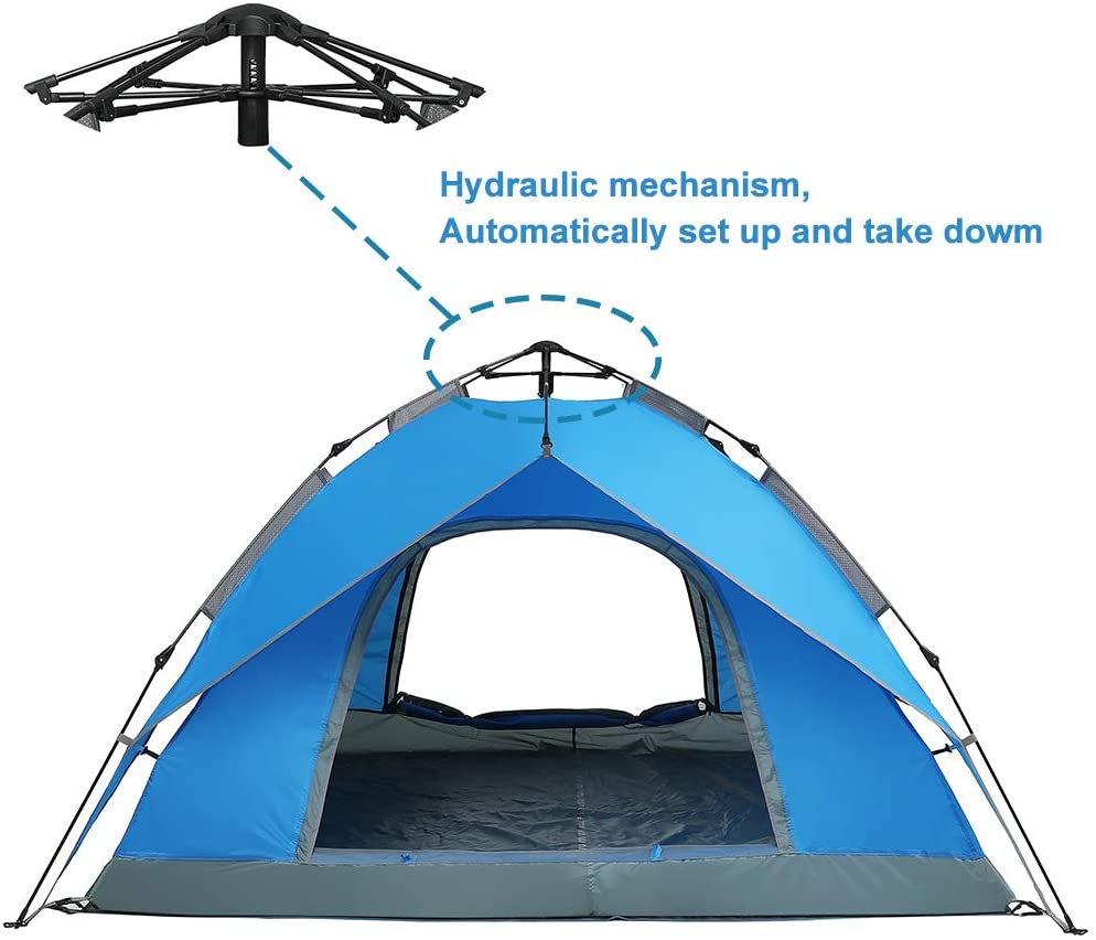 Night Cat Waterproof Camping Tent for 1 2 3 4 Person with Footprint Tarp Easy Instant Pop Up Tent Automatic Hydraulic Rainproof Tent with Rain Fly