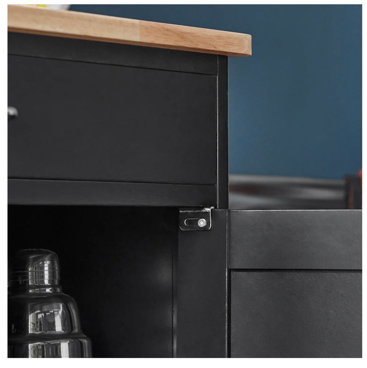 Compact Kitchen Trolley with 3-Bottle Wine Rack