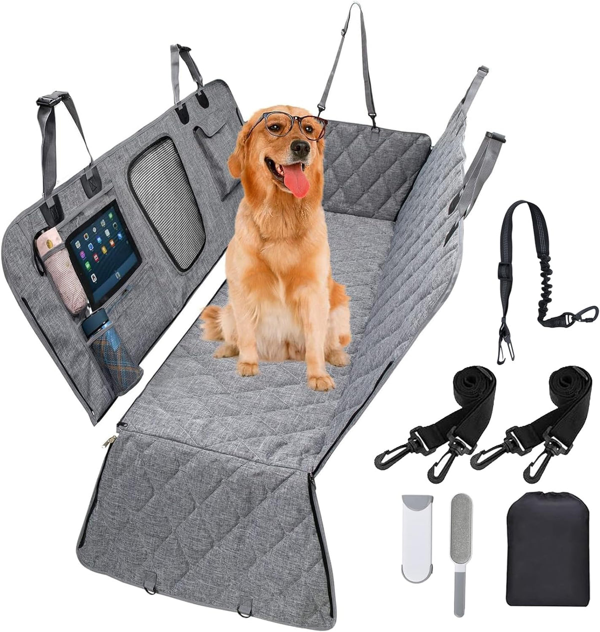 6-in-1 Grey Dog Car Hammock – 137 × 147 cm
