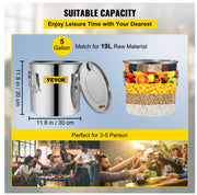 3 Pots 5Gal 19L Alcohol Distiller Copper Alcohol Still Boiler Spirits Brew Kit