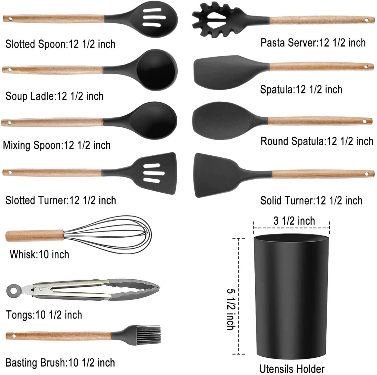 Kitchen Utensil Set Silicone Cooking Utensils - SZBOB 19pcs Kitchen Utensils Tools Wooden Handle Spoons Silicone Utensil Set Spatulas Set Cookware Turner Tongs Whisk Kitchen Gadgets with Holder