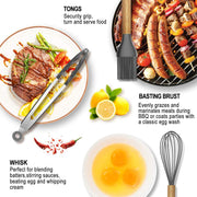 Kitchen Utensil Set Silicone Cooking Utensils - SZBOB 19pcs Kitchen Utensils Tools Wooden Handle Spoons Silicone Utensil Set Spatulas Set Cookware Turner Tongs Whisk Kitchen Gadgets with Holder