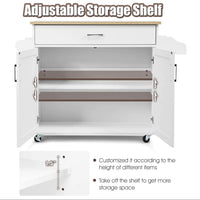 Rolling Kitchen Island with Drawer, Cabinet & Side Racks