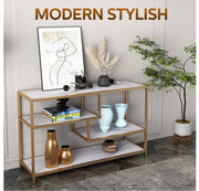 4-Tier Faux-Marble Console Table – Gold