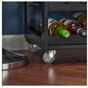 Compact Kitchen Trolley with 3-Bottle Wine Rack