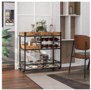 3-Tier Rolling Bar Cart with Removable Serving Tray