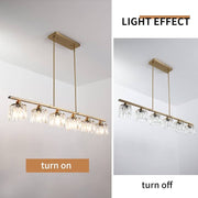 6 Lights Pendant Light 48" Crystal Chandeliers Brass Adjustable Modern Chandelier Linear Ceiling Pendant Lights for Kitchen Island Dining Room, E27 Bulb