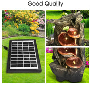 Garden Features Solar Powered Outdoor Water Fountain Bird Bath w/LED Light