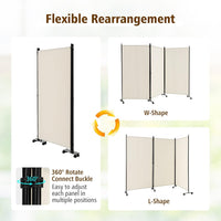 262 × 180 cm 3-Panel Rolling Room Divider – 4 Colours
