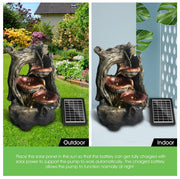 Garden Features Solar Powered Outdoor Water Fountain Bird Bath w/LED Light