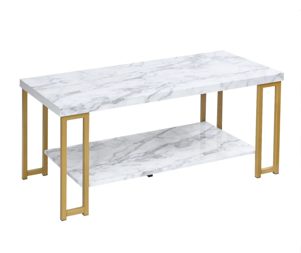Rectangular Marble-Print Coffee Table