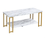 Rectangular Marble-Print Coffee Table