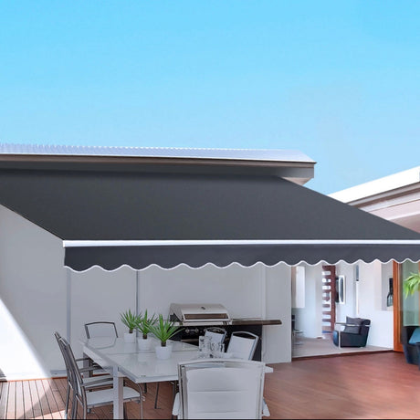 Folding Arm Outdoor Awning Retractable SunShade Window Canopy Grey