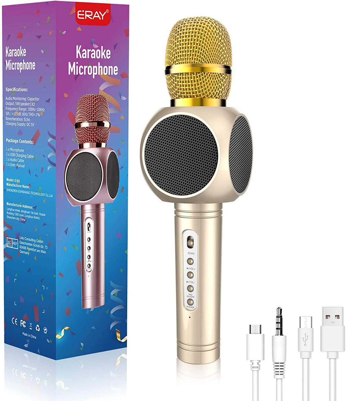 MODAR Gold 4-in-1 Bluetooth Karaoke Microphone