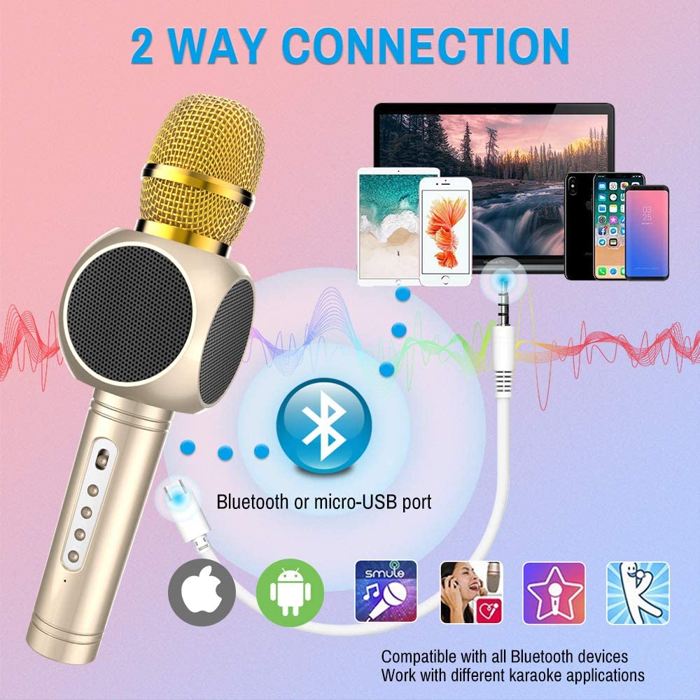 MODAR Gold 4-in-1 Bluetooth Karaoke Microphone