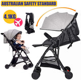 Baby Safe City Tour Stroller Carriage Pram Compact Lightweight Folding Toddler Strollers Carrier Travel Umbrella Jogger (Gray)