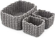 Set of 3 Decorative Woven Cotton Rope Baskets
