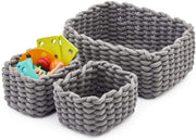 Set of 3 Decorative Woven Cotton Rope Baskets