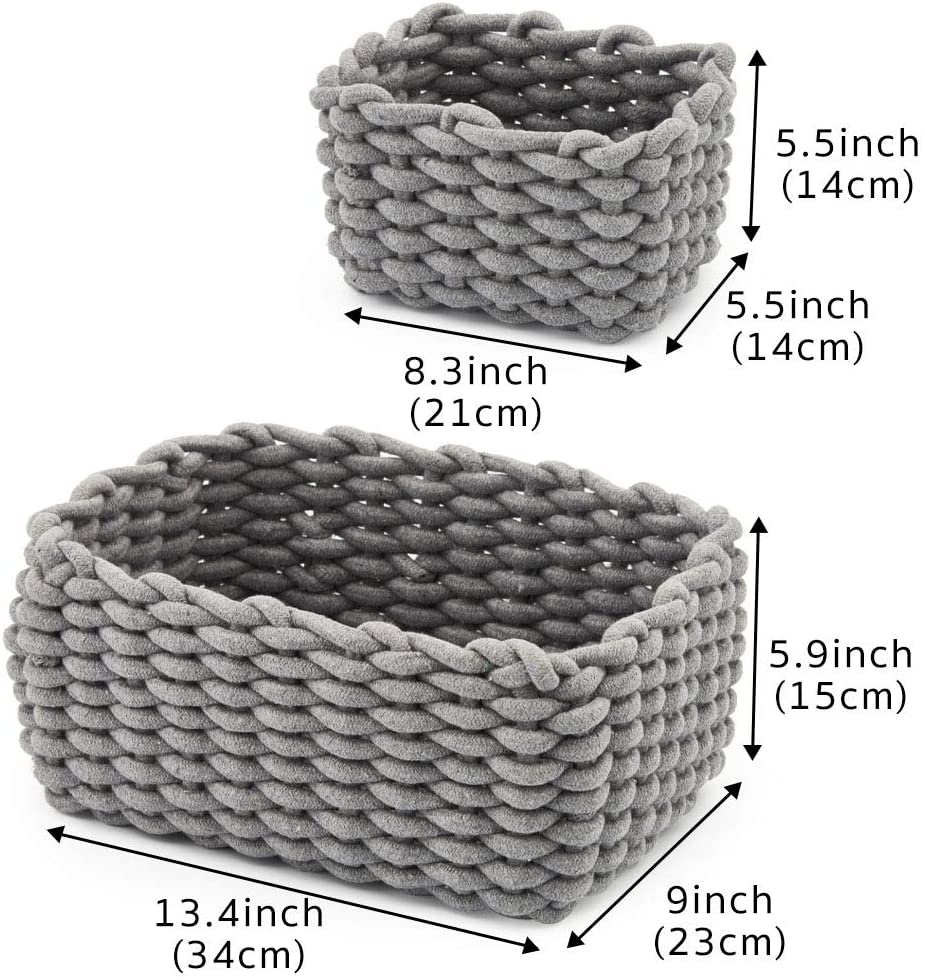 Set of 3 Decorative Woven Cotton Rope Baskets