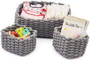 Set of 3 Decorative Woven Cotton Rope Baskets