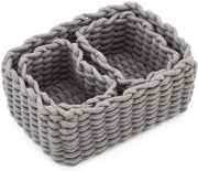 Set of 3 Decorative Woven Cotton Rope Baskets