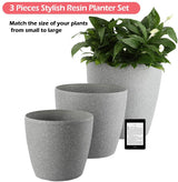Garden Resin Planter Sandstone Touch Set of 3